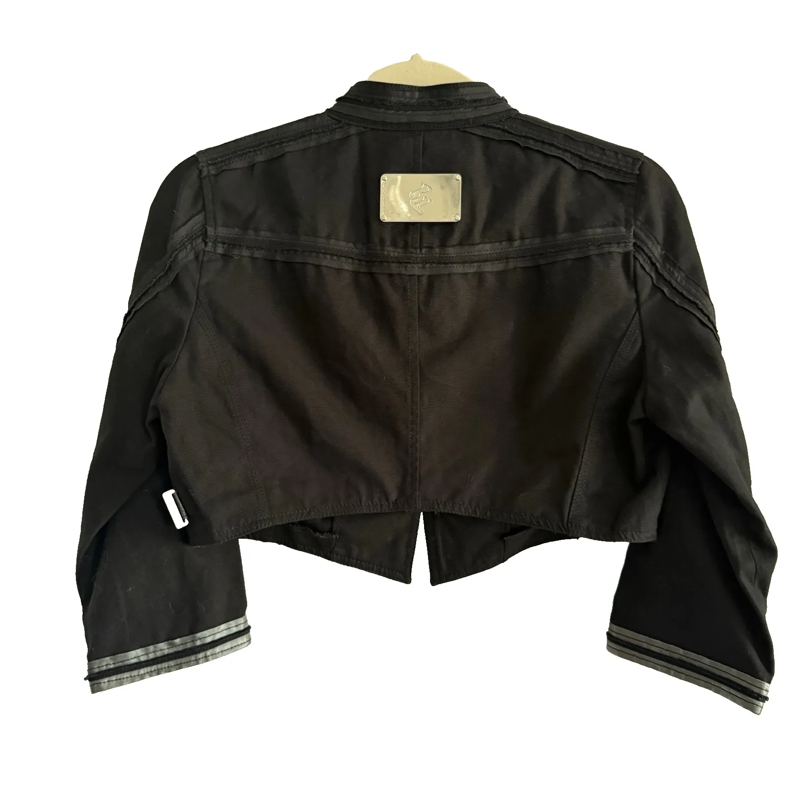 VTG Y2K Punk Moto Blazer Jacket Women S M Crop Emo Military Soutache Rocawear - Image 7