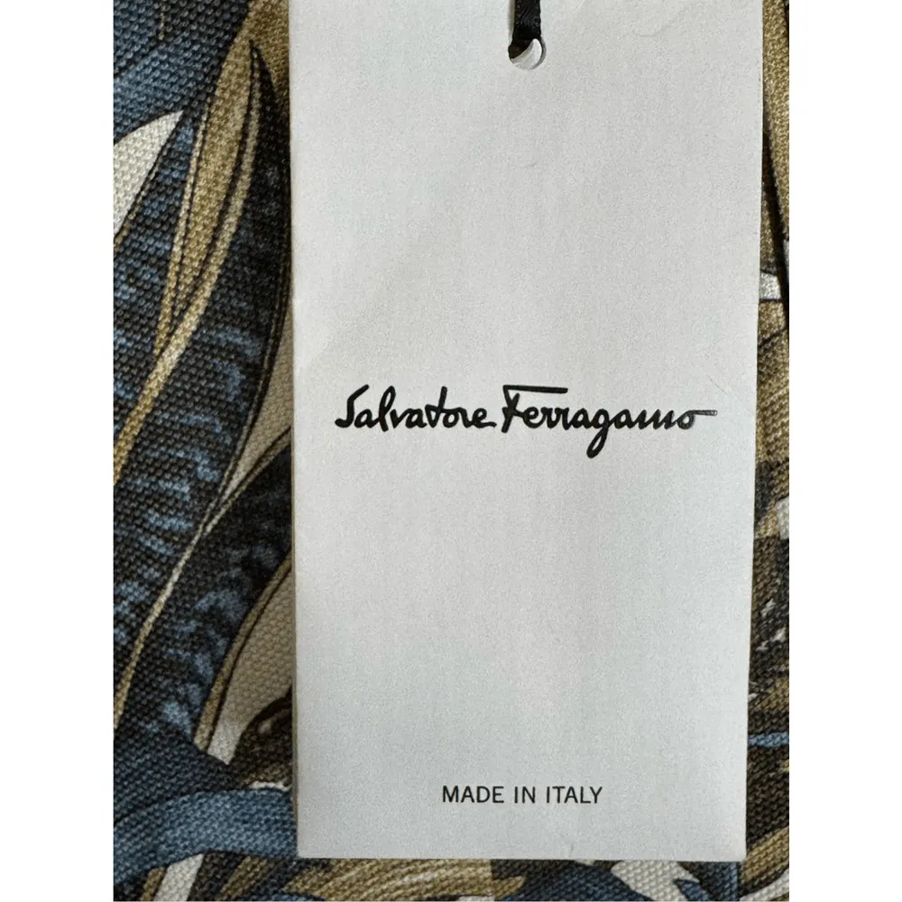 Salvatore Ferragamo NWT Silk Blend Foliage Printed Pants Size EU 42/US 8 - Image 6