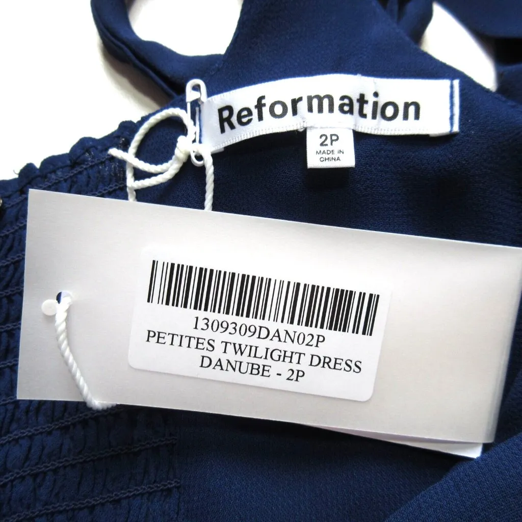 NWT Reformation Twilight in Danube Blue Side Slit Georgette Midi Tank Dress 2P - Image 3