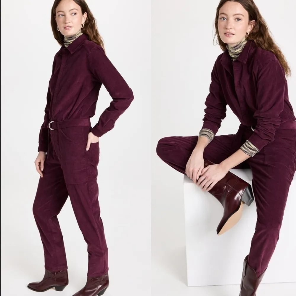 NWOT ba&sh Darius Corduroy long sleeves Bordeaux Jumpsuit sz M - Image 3