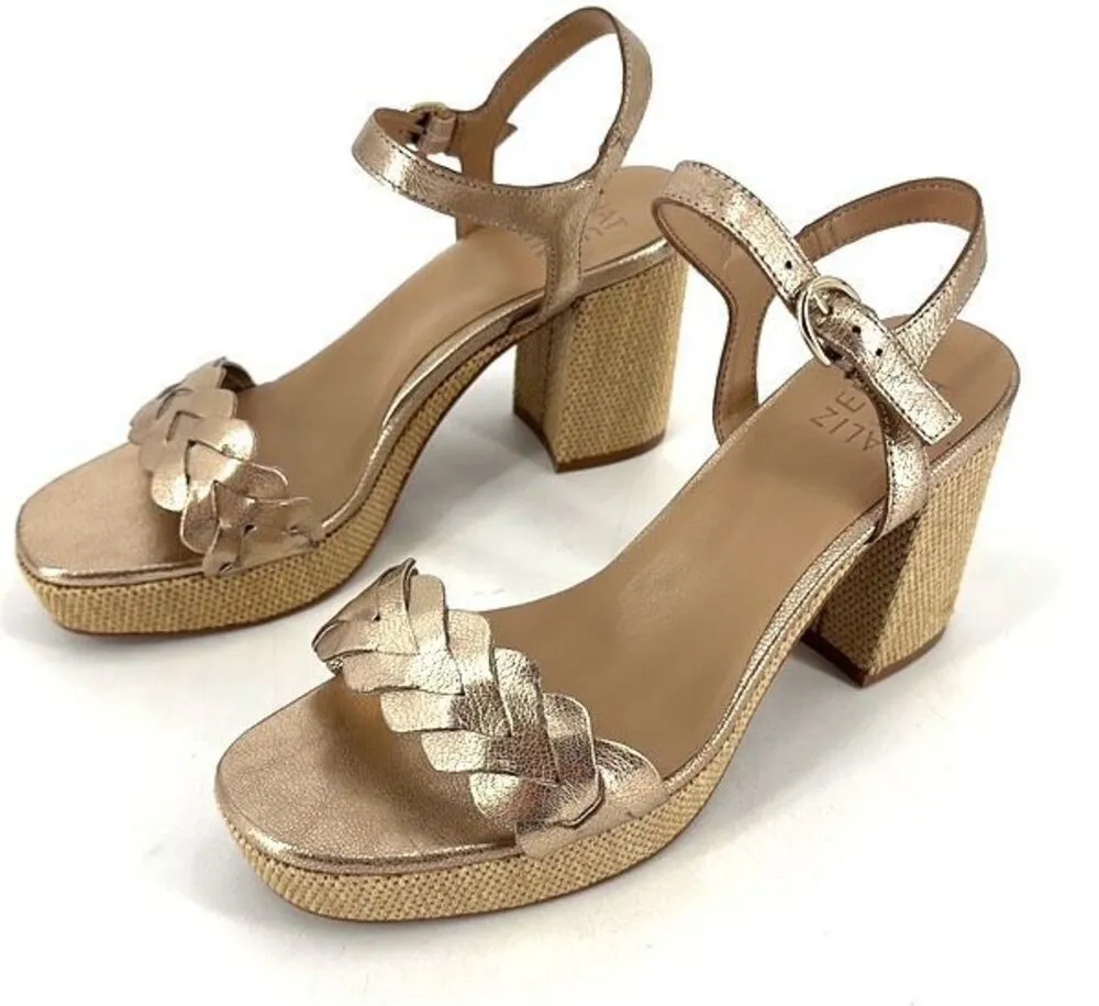Naturalizer Women's Pandora Braided Ankle Strap Platform Heels Soft Gold Size 8 - Image 1