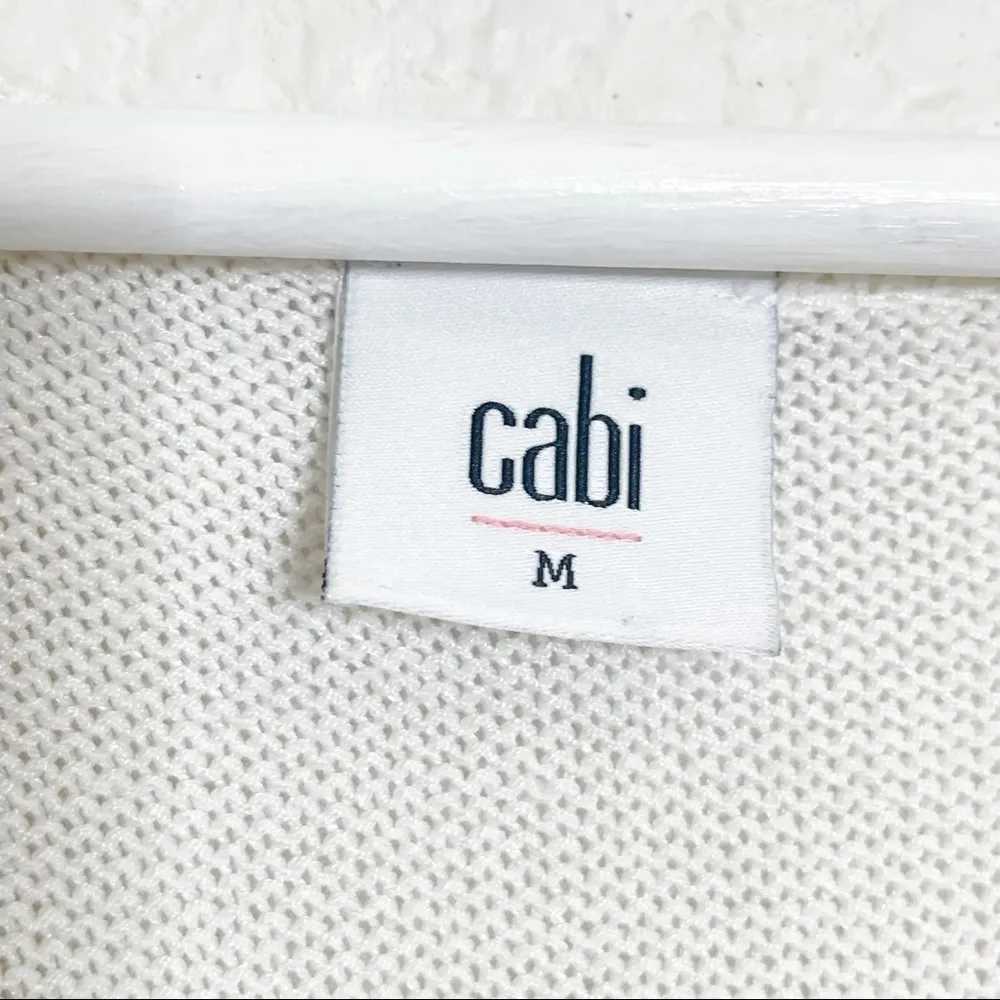 CAbi #5136 Open Knit Tennis Tank Top Womens Size M Sleeveless Sweater Off White - Image 6