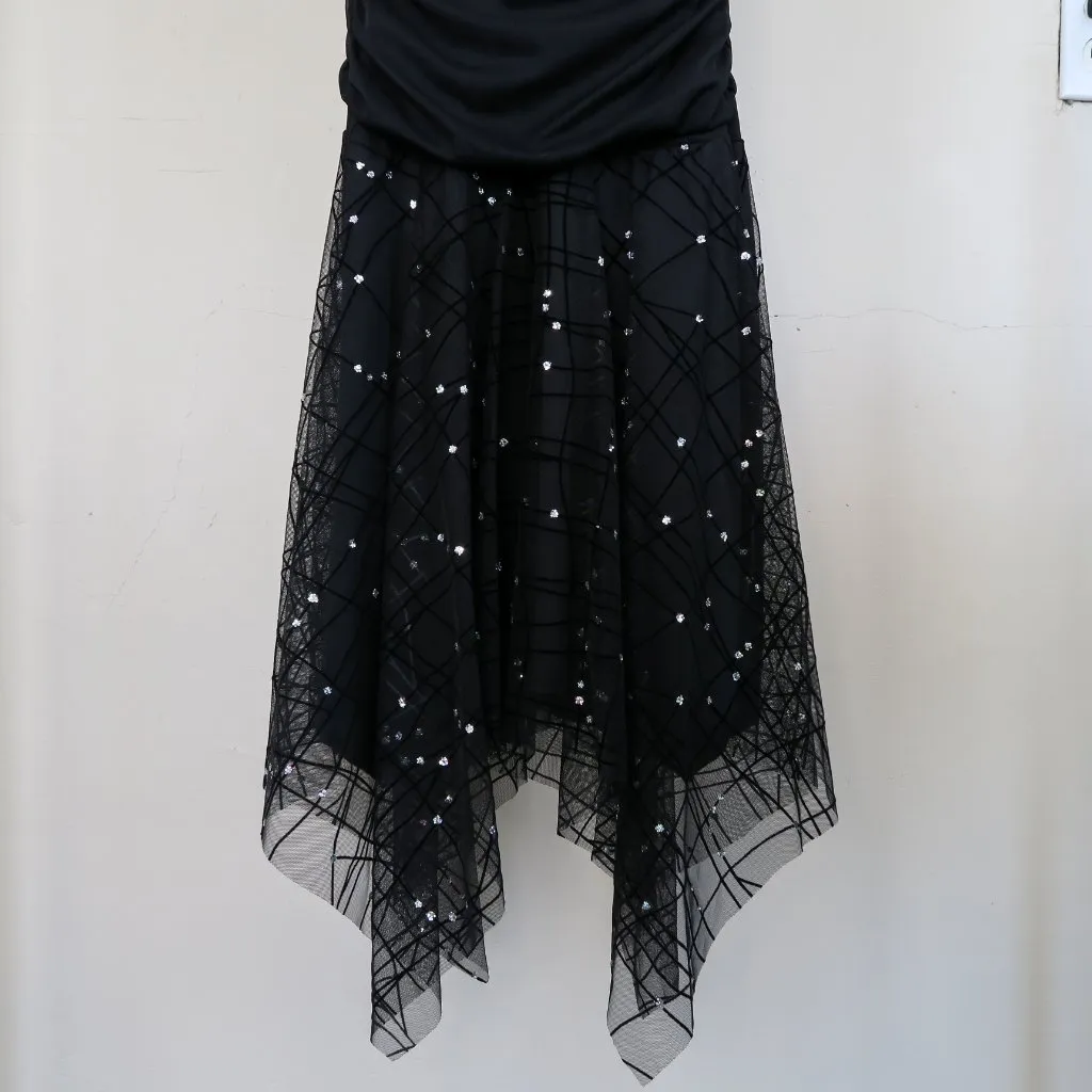 Vintage Y2K I.N. San Francisco Black Sequin Halter Dress - Image 7