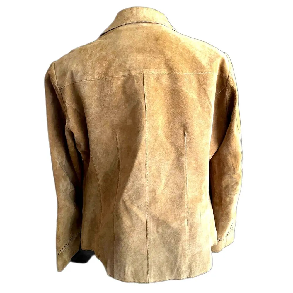 Tan Brown Avanti fringe western jacket Size L - Image 2