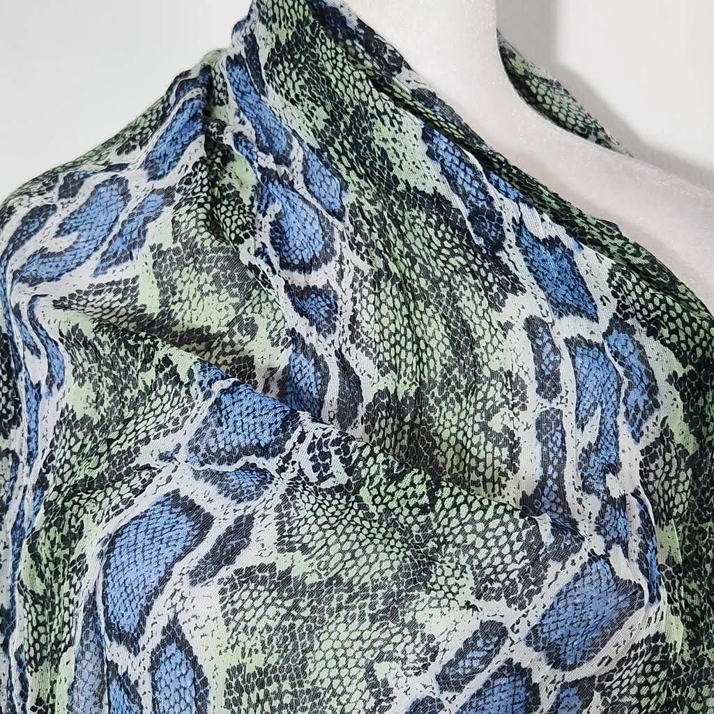 Colorful Snakeskin Scarf Blue and Green Wrap Scarf with Beautiful Snakeskin Prin - Image 4