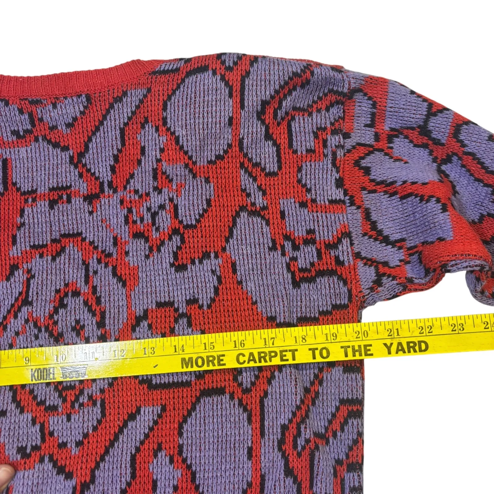 Vintage IVY Abstract Rose Pattern Knit Sweater V - Image 8