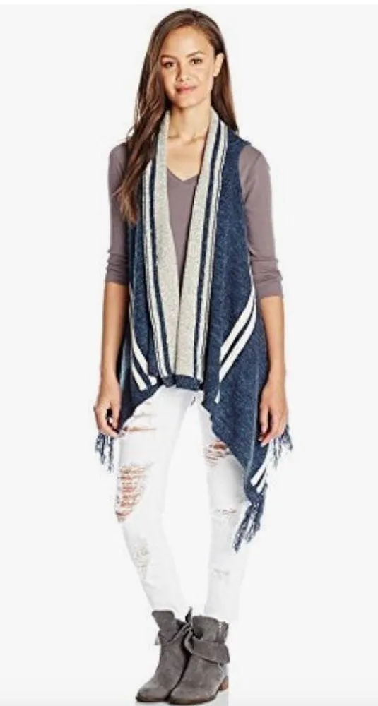 Anthropologie Paper Crane reversible fringed tassle sleeveless cardigan … - Image 9