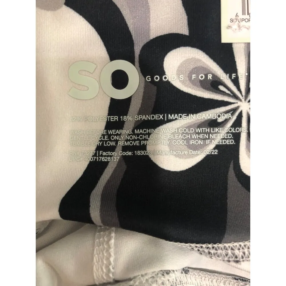 Bike Shorts Womens Size L High Rise 7" Leg Black White Gray Print Sporty SO NEW - Image 7