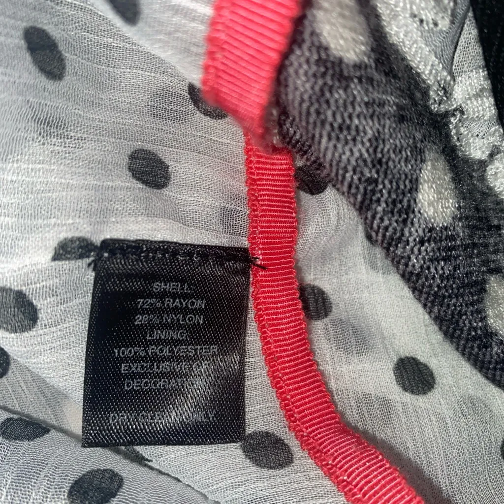 White House Black Market Polka Dot Chiffon Ruffle Front Cardigan Sweater  L - Image 15