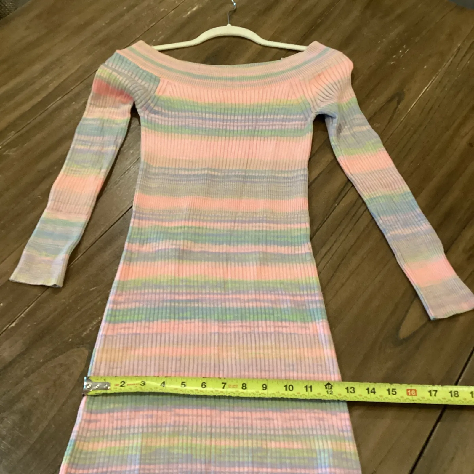 Daily Practice by Anthropologie Ribbed long sleeve stripe Sweater midi Dress S Pink - Image 7
