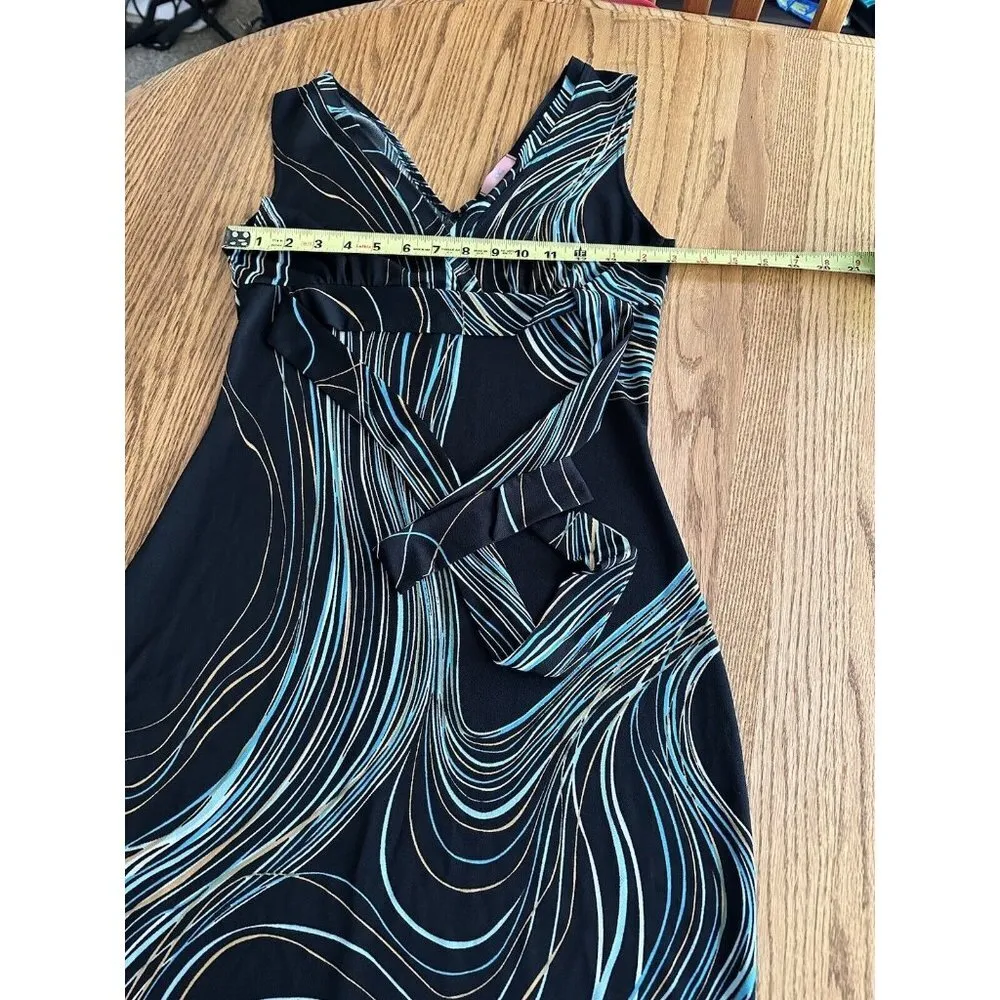 Vintage Y2K 2000s Baby Doll Dress Stretchy Slinky Material Tie Belt Size Medium - Image 6