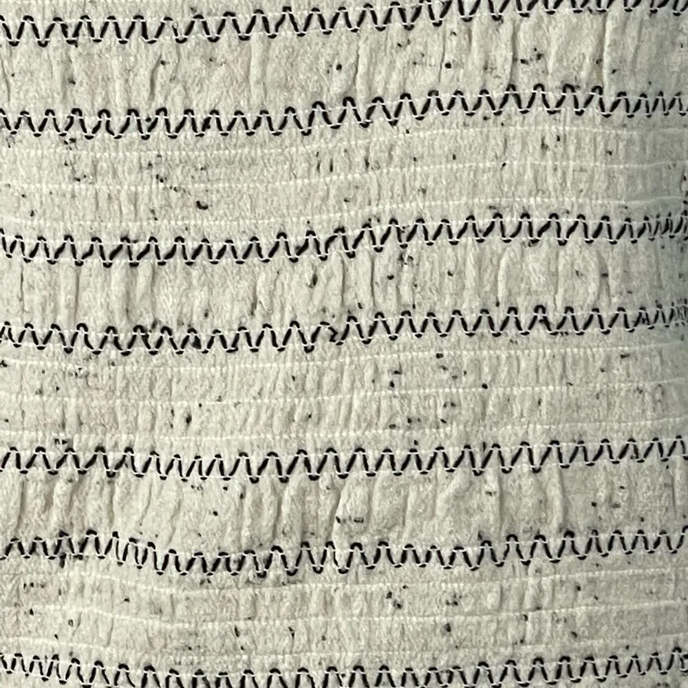 Free People Maggie Medium Embroidered Top Square Neck Smocked Puff Sleeves Ivory - Image 7