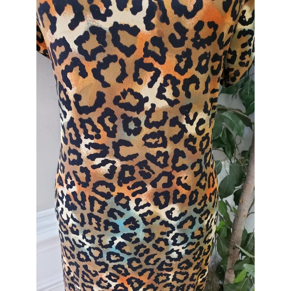 Rouge Women's Brown Polyester Scoop Neck Short Sleeve Knee Length Dress Size 2X - Image 3