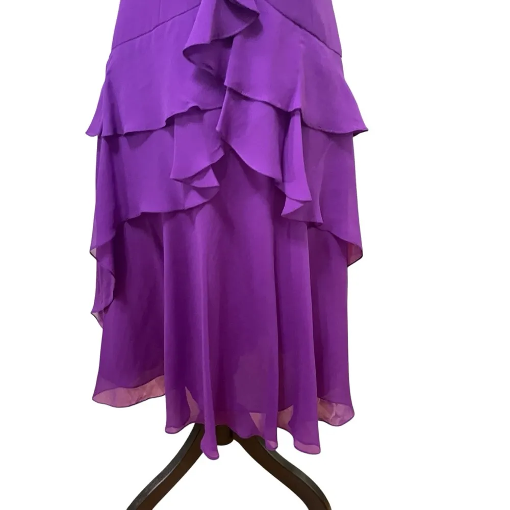 Spenser Jeremy 100% Silk Purple Ruffle Midi Dress Women’s Sz. 8, 90’s, Y2K, VTG - Image 8