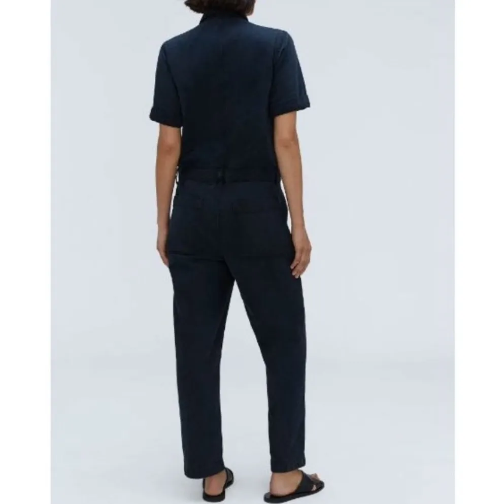 Everlane Slouch Summer Jean Short Sleeve Denim Utility Coverall Jumpsuit  Ink 14 - Image 2