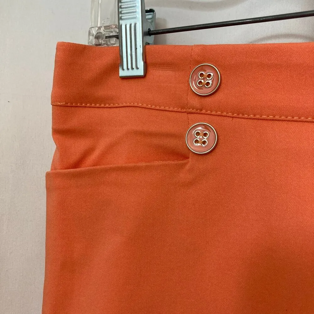 Verve Blues Salmon Pink Orange Pull On Buttons Bermuda Shorts Size M - Image 3