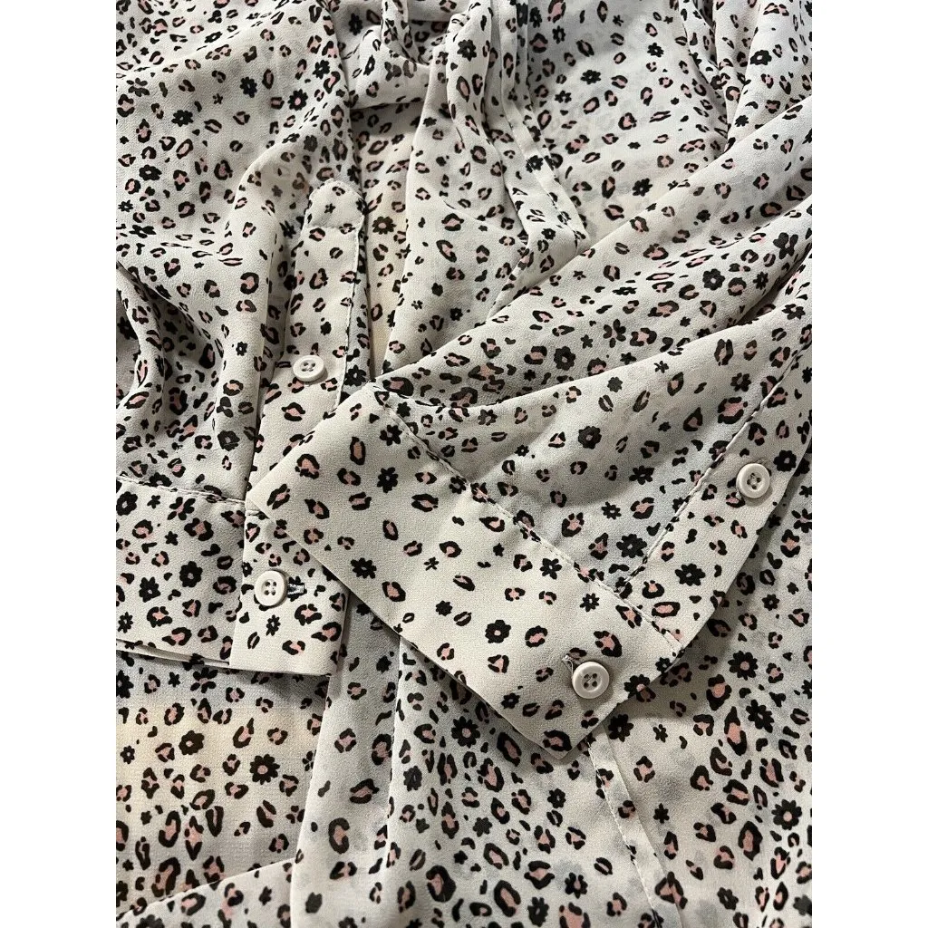 Torrid Size 2‎ Button Top Tunic Blouse Sheer Cheetah Runched Lightweight Modern - Image 9