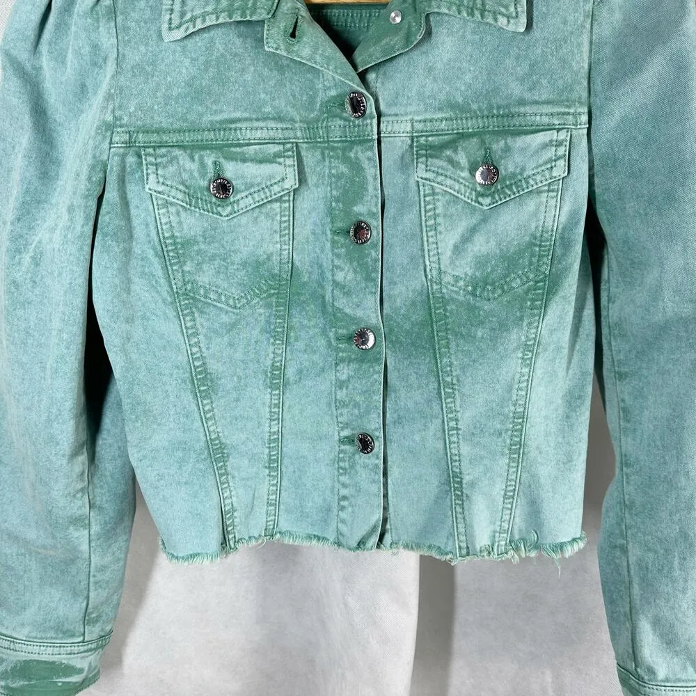 Retrofete Rissa Raw Hem Distressed Casual Jacket Size Small Mojito - Image 5