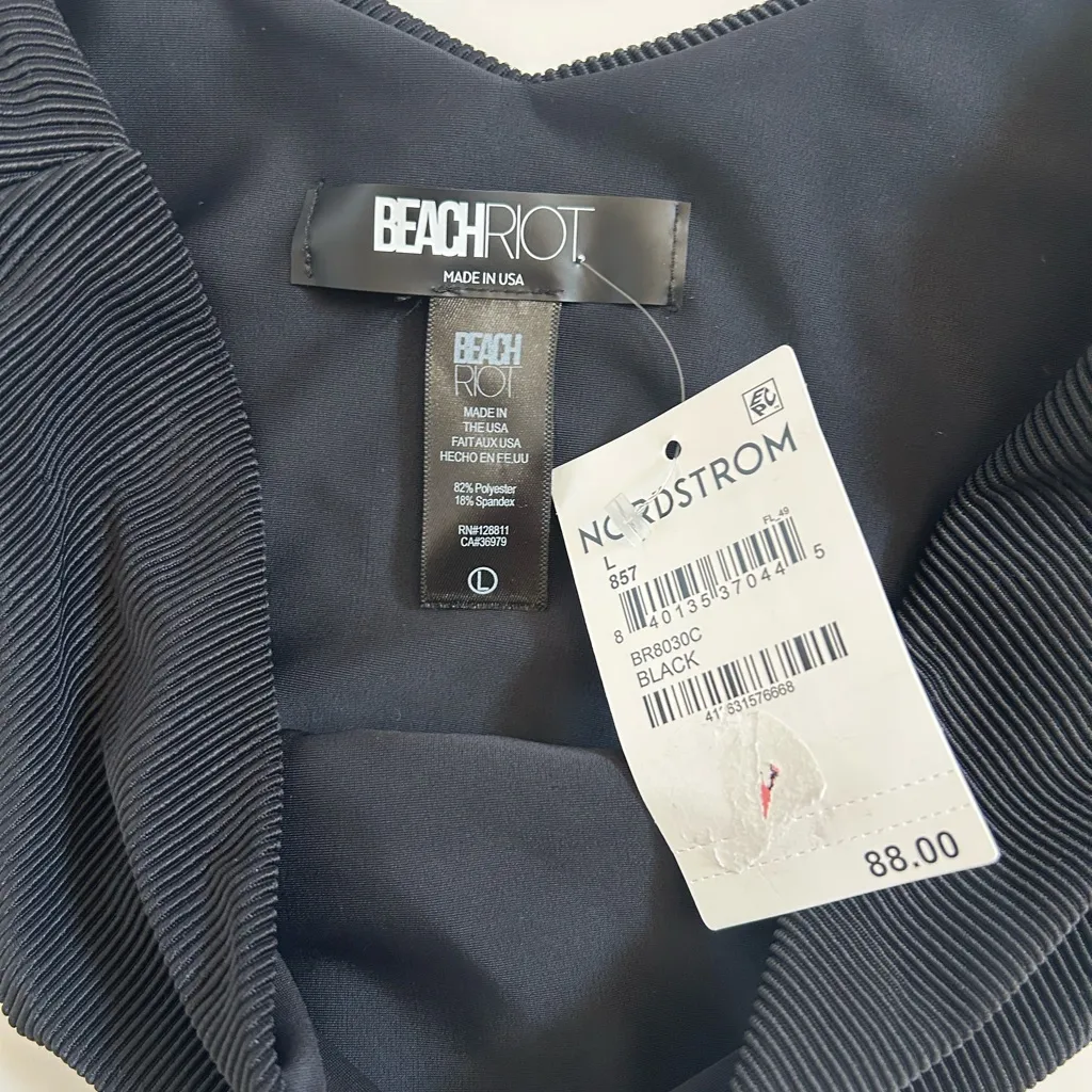 BEACH RIOT Vanessa Hi-Cut Bikini Bottom black sz large nwt - Image 4