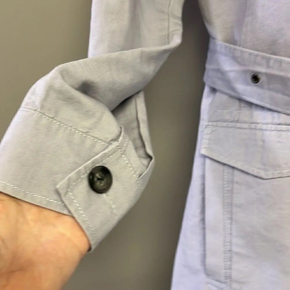 cabi  Tanner Linen Trench Coat Light Blue/Purple Silver Lake Medium #5296 - Image 12