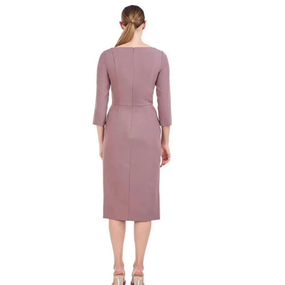 Kay Unger‎ Anya Midi Dress Pink Mauve 6 - Image 3