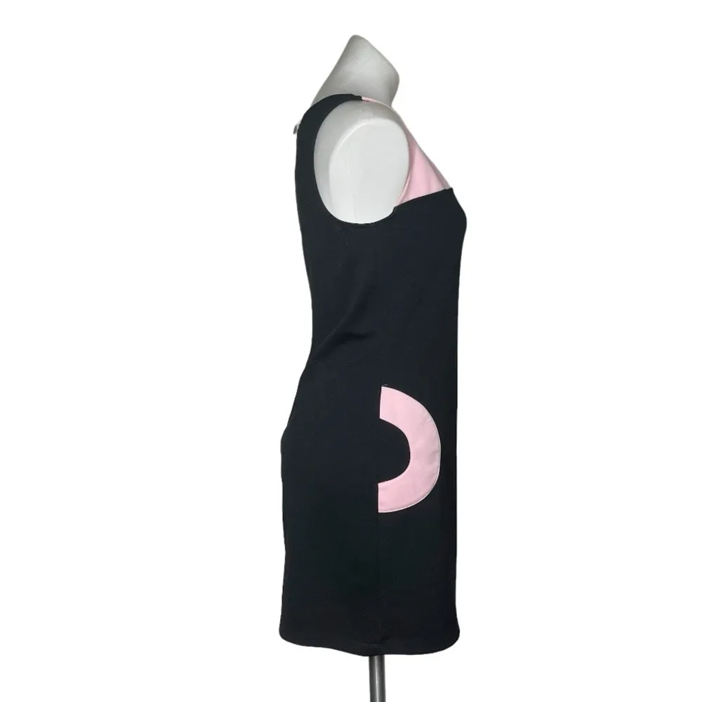 WISHES WISHES WISHES Black Pink Sheath Dress Sleeveless Stretch Size Medium - Image 3