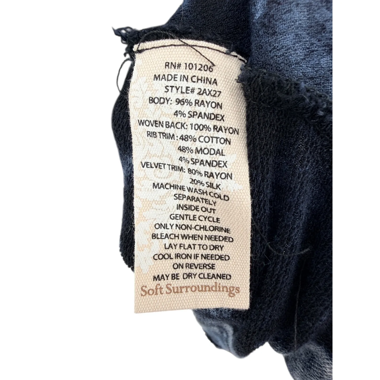 Soft Surroundings Velvet Trim Tie Dye Zip Up Long Sleeve Dress Dark Academia S - Image 4