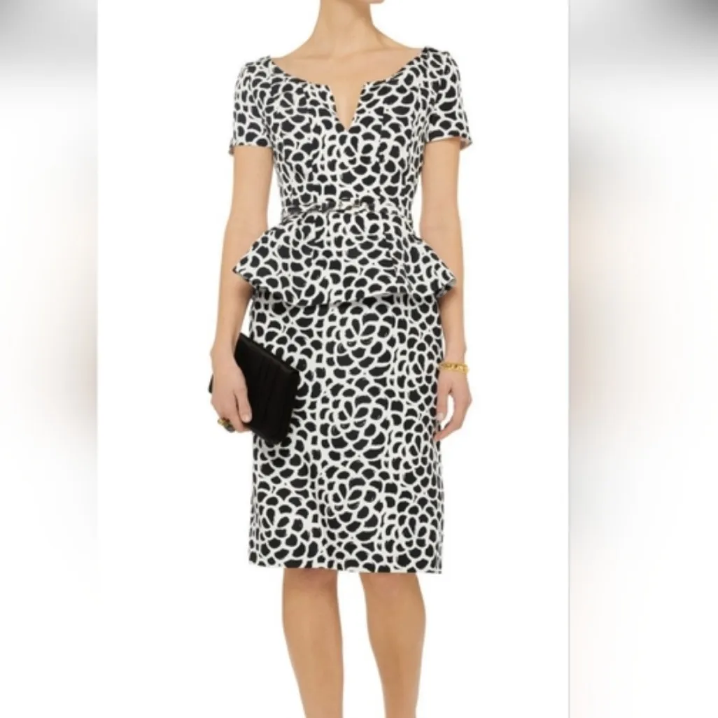 Oscar de la Renta Black and White Patterned Dress - Image 2