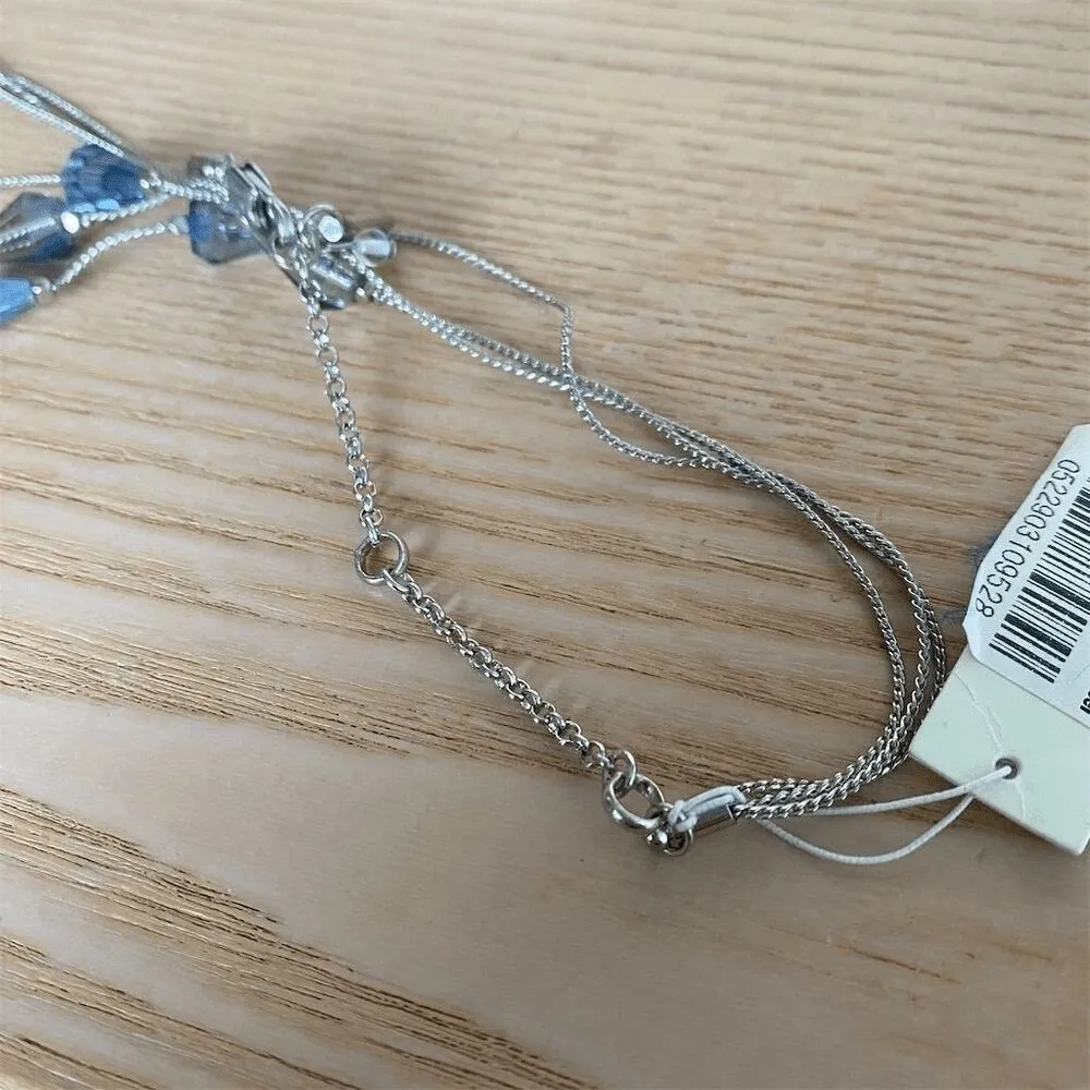 Kenneth Cole Aquamarine Crystal Threader Tierred Sterling Silver Necklace NEW Blue - Image 3