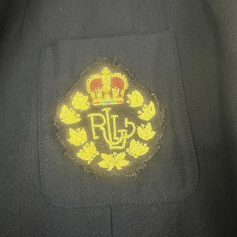 Lauren Ralph Lauren Vtg Wool Crest Blazer Size 12 Navy Preppy Academia FLAWED - Image 3