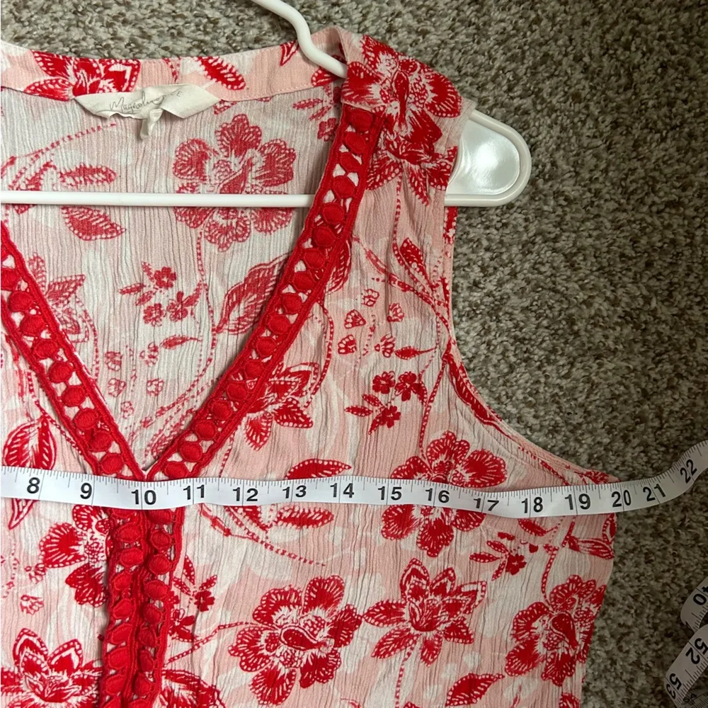 Magnolia Grace Red Cream Paisley Floral Sleeveless Blouse XXL Spring - Image 6