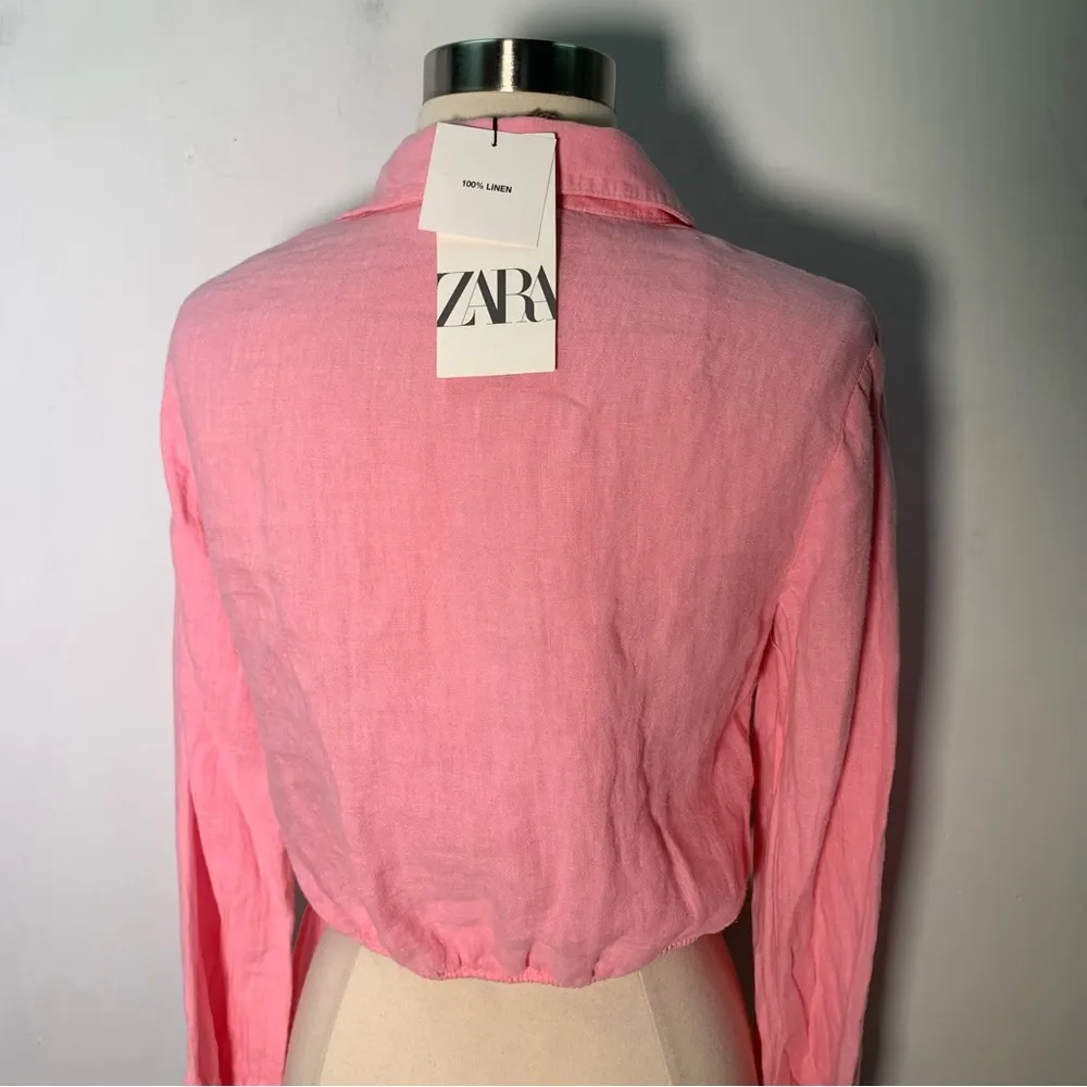 ZARA NWT 100% Linen  barbie pink wrap blouse size S ref 2624/500 summer beach - Image 9