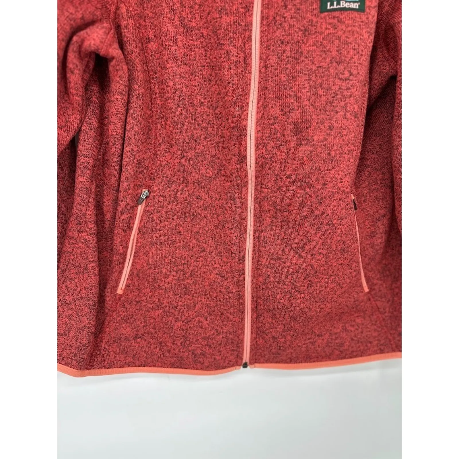 L.L.Bean Jacket Womens 1X Plus Red Sweater Fleece Full Zip Zip Pocket Hiking - Image 3