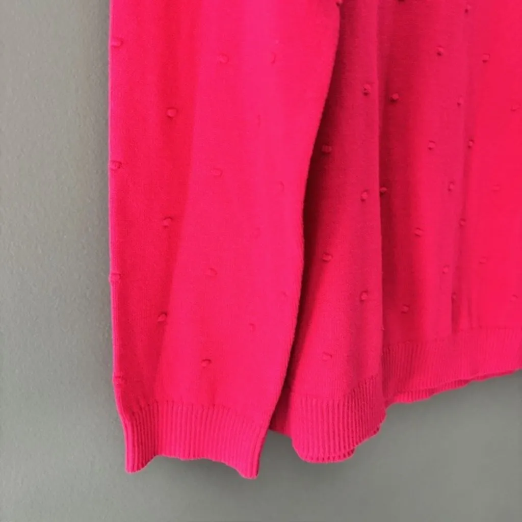 Talbots Sweater Long Sleeve Pullover Bright Pink Textured Rib Romantic NWT $50 - Image 5