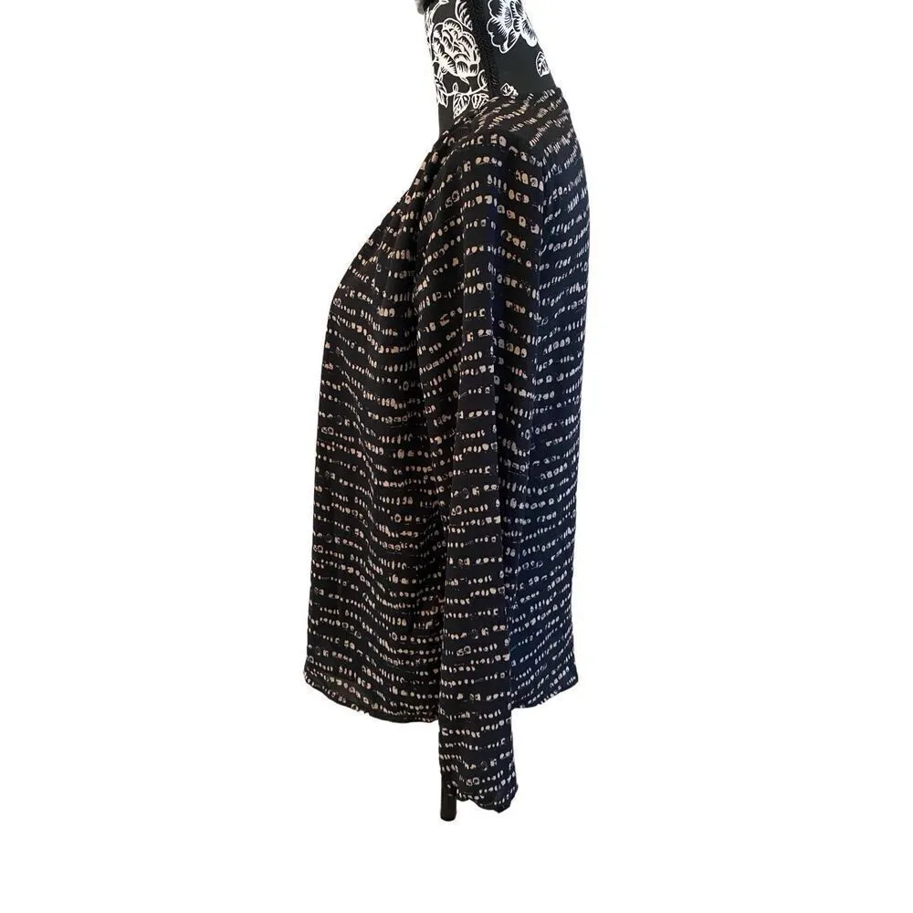 Marcelle Margaux Wrap Polka Dot Long Sleeve Blouse Formal Black Size M - Image 3