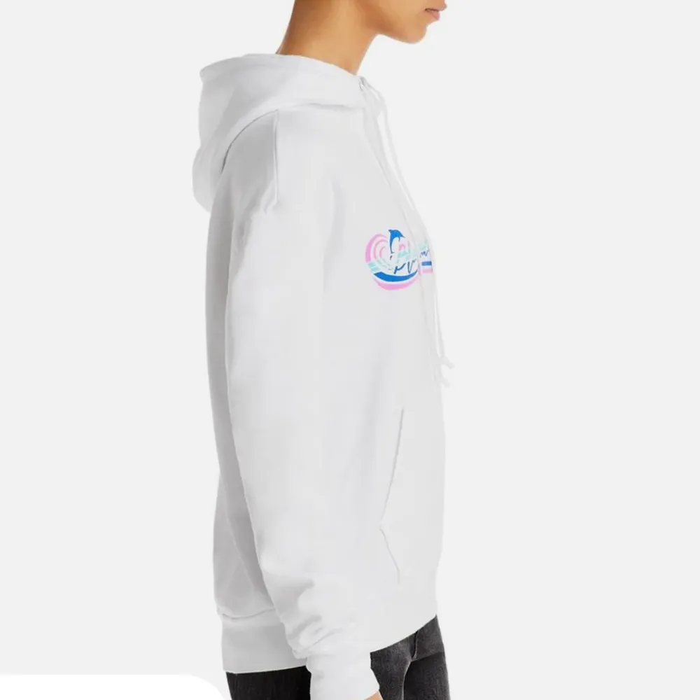 Bloomie's Unisex Beach Club Graphic Hoodie, White Supima Cotton Size L New w/Tag Size L - Image 2