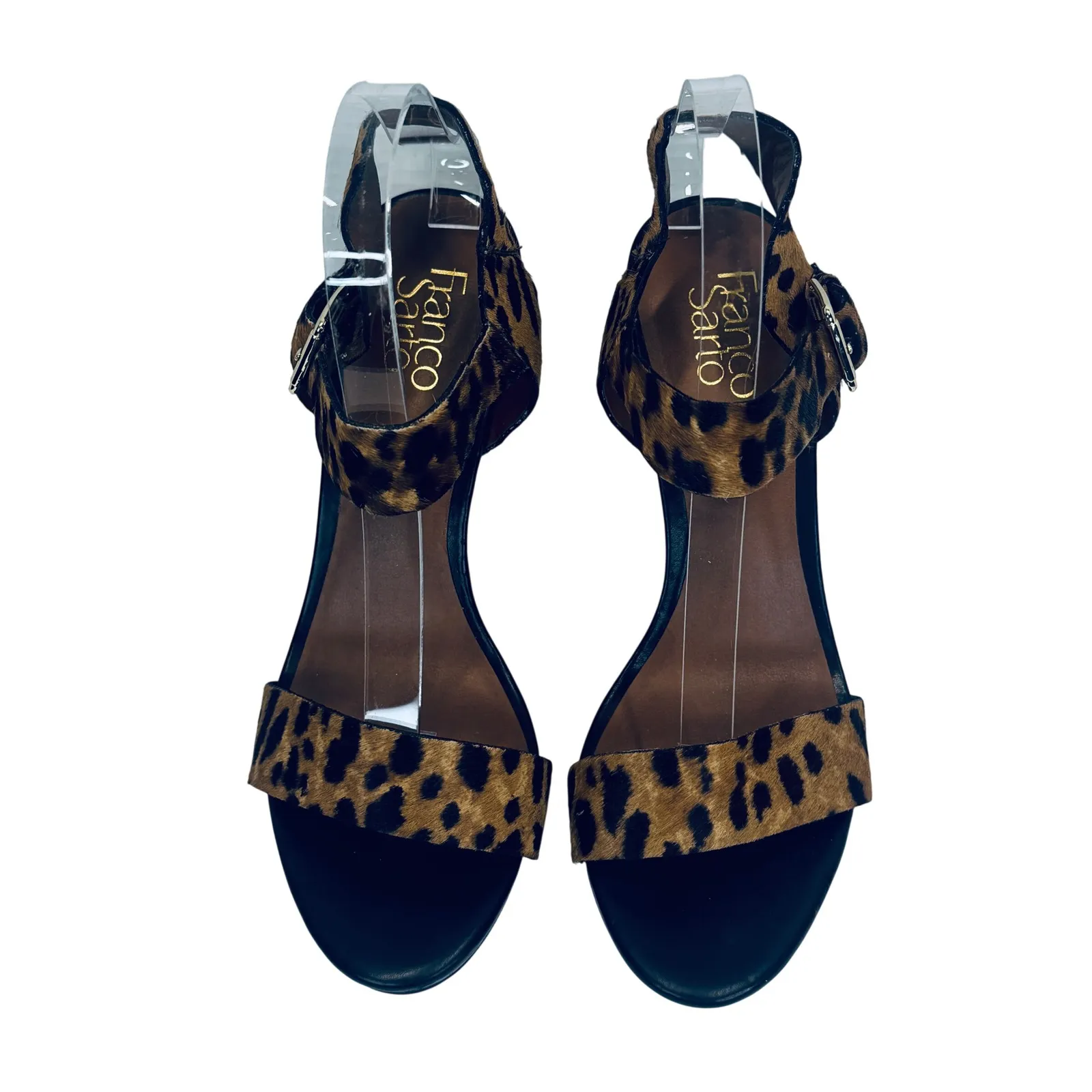 Franco Sarto Nisha Leopard Calf Hair Heels Women's 8.5M Ankle Strap Sandals - Image 5