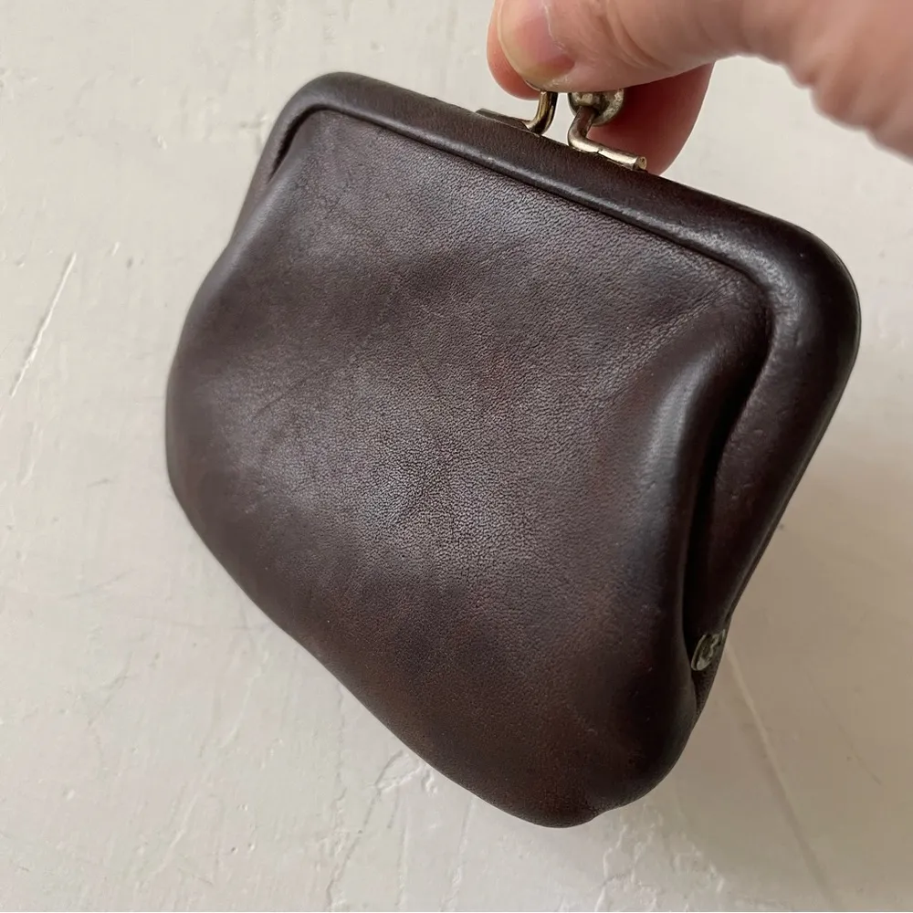 Vintage Coach Mahogany Leather Kisslock Coin Wallet Pouch - Image 8