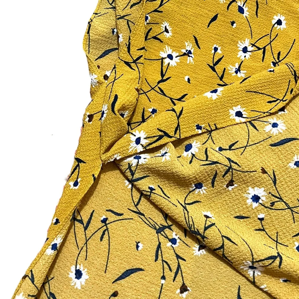 ONE SIZE Mustard Small Flower Loose Sleeve Open Sided Kimono - Image 8