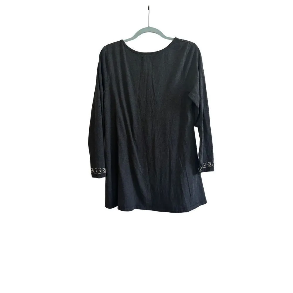 Monroe Main Size L Aztec Southwest Long sleeve Top Gray Size L - Image 2