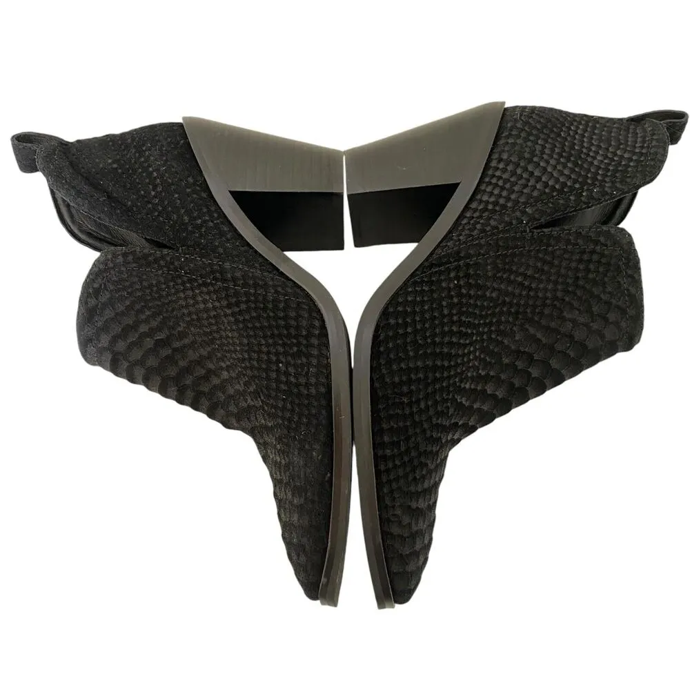 JEFFREY CAMPBELL Rosee Bootie Black Suede Leather Stacked Heel Bootie Women's 10 - Image 7