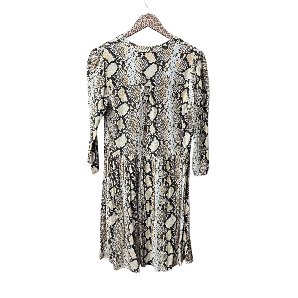 Anthropologie Maeve Juno Snake Print Button Down Long Sleeve Shirt Dress Medium - Image 3