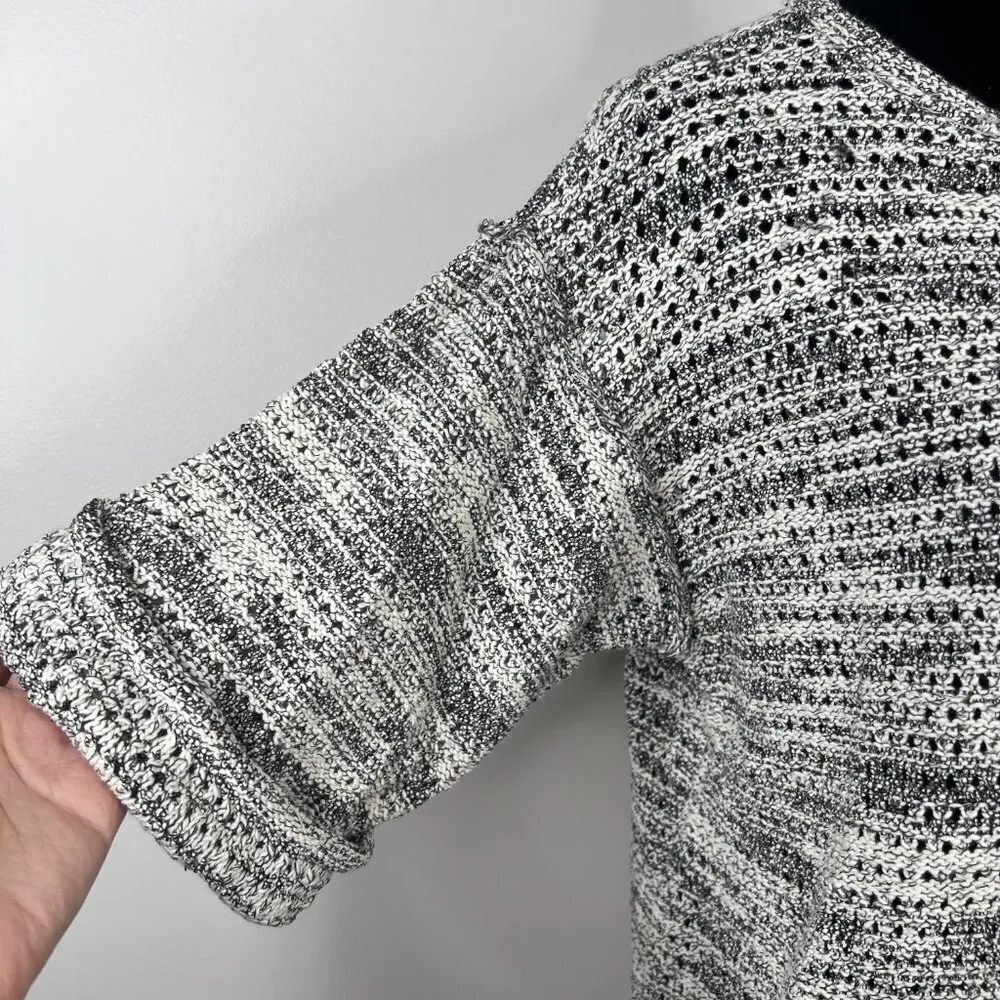 Michael Stars Crochet Knit Short Sleeve High Low Marled Gray Sweater Size XS/S - Image 2