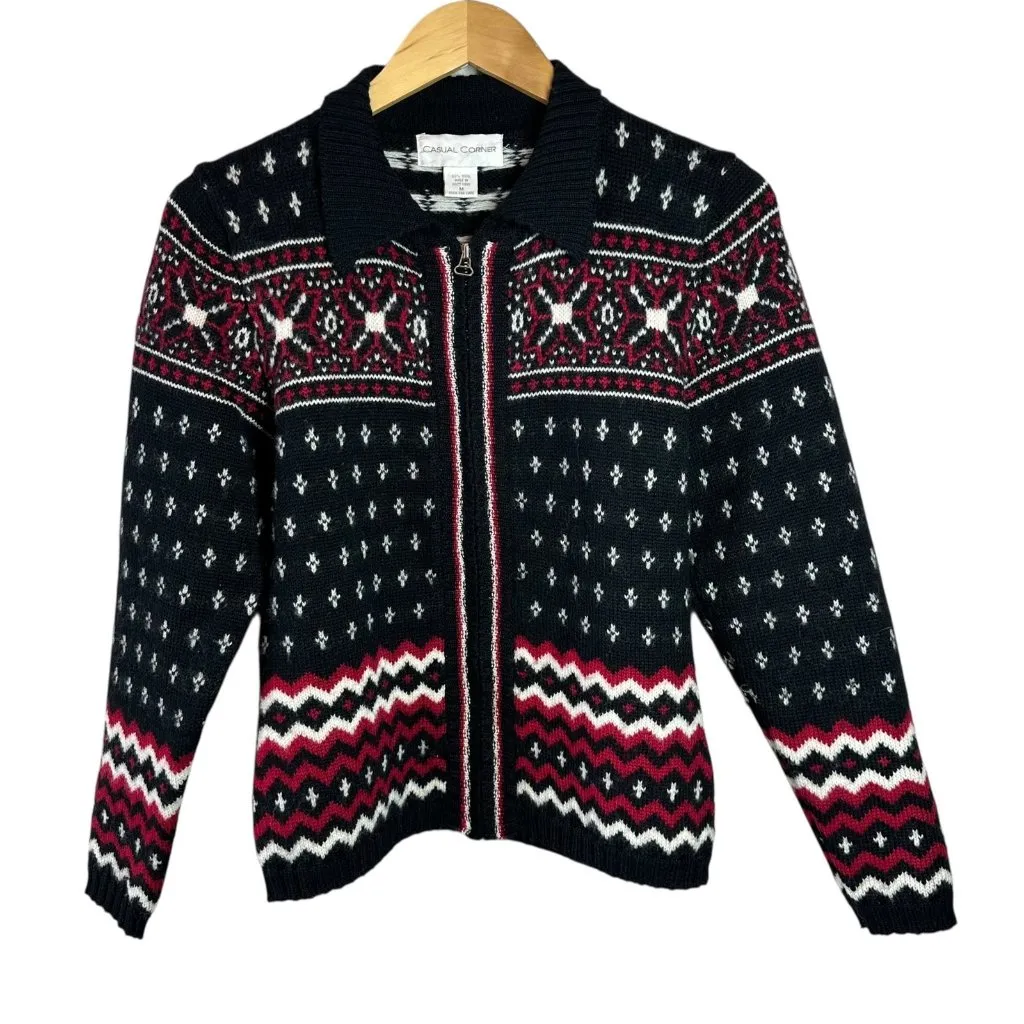 Vintage Black/Red Fair Isle Zip - Image 3