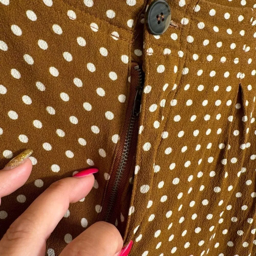 Free People Can't Take My Eyes Off Brown Polka Dot Wide Leg Flare Pants Large - Image 5