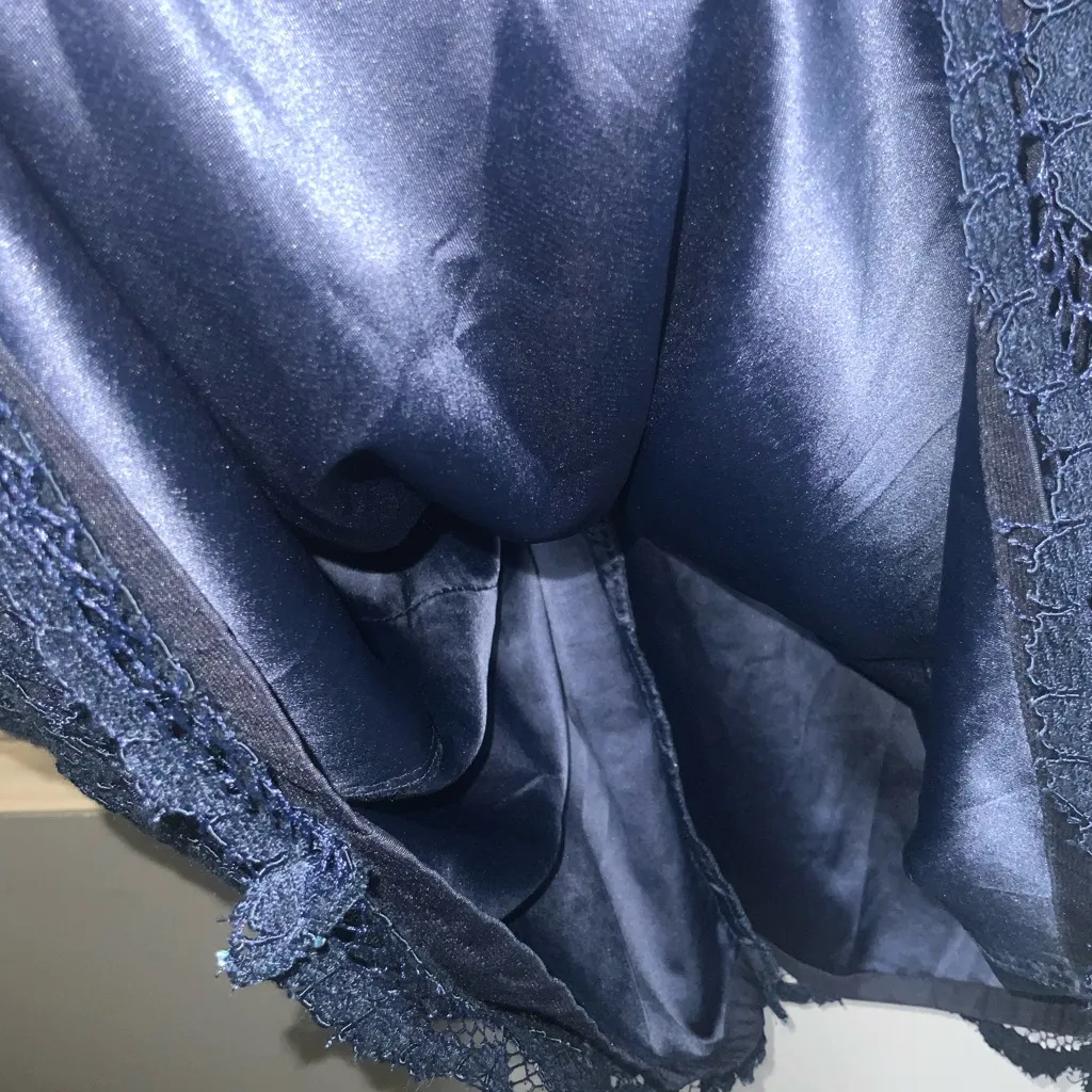 Kachel Anthropologie Blue Lace Overlay Tiered Sweetheart Long Sleeve Dress 12 - Image 15