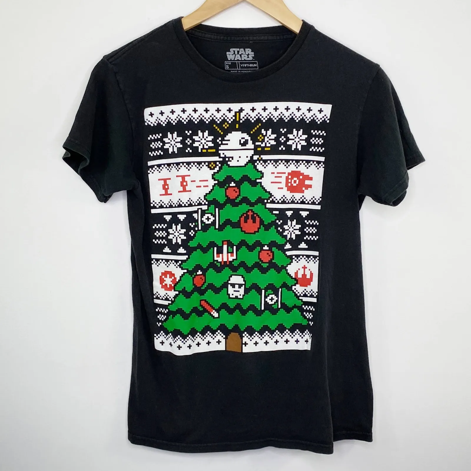 Star Wars x Fifth Sun Death Star Ugly Christmas Tree TShirt Women's Size Small S - Image 3