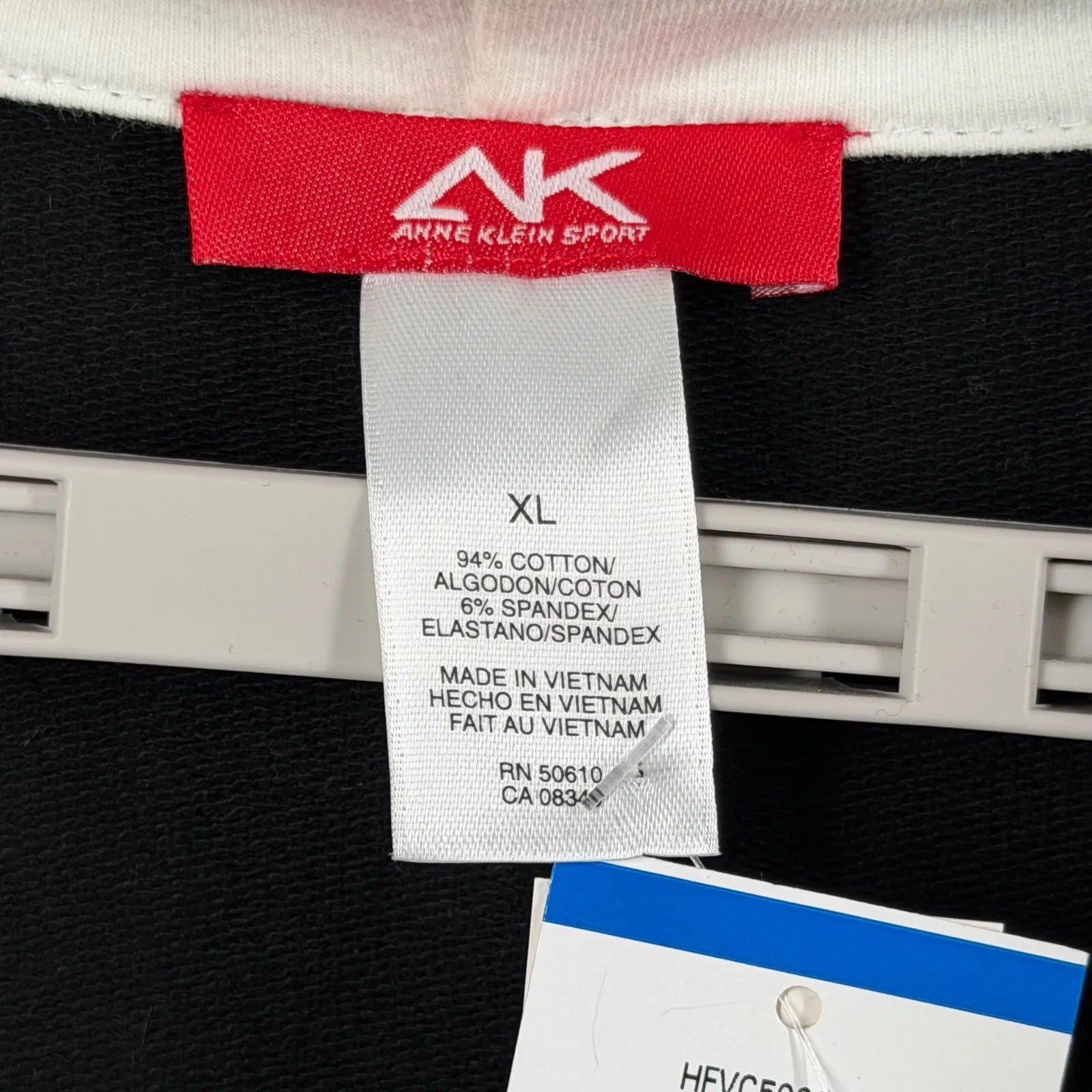 Anne Klein Sport Black Full Zip Hoodie White Trim Pockets Womens XL Athleisure - Image 6