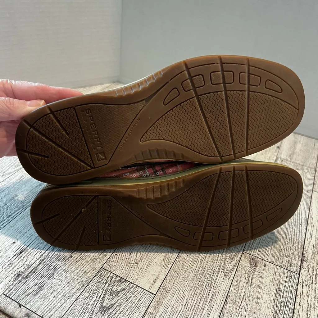 Sperry Top Sider Boat Shoes Angelfish Pink Plaid Leather Women’s Size 7.5M - Image 7