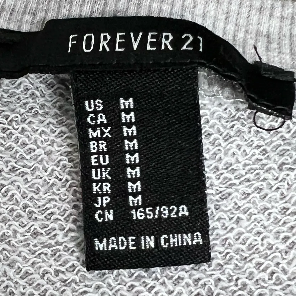 Forever 21 Gray Colored Striped Long Sleeve Sweatshirt - Size Medium - VGUC - Image 5